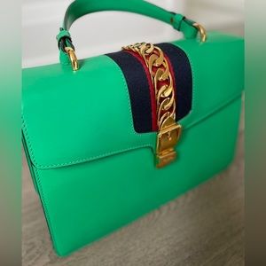 Green, Navy, Maroon Gucci Purse with Gold Buckle